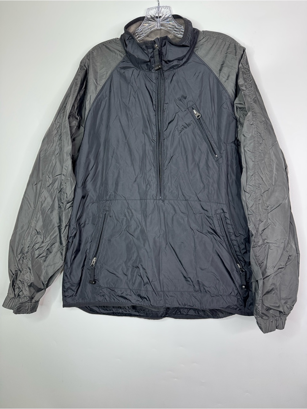 Vintage Gap Black Gray Half Zip Anorak Windbreaker Jacket Size Large